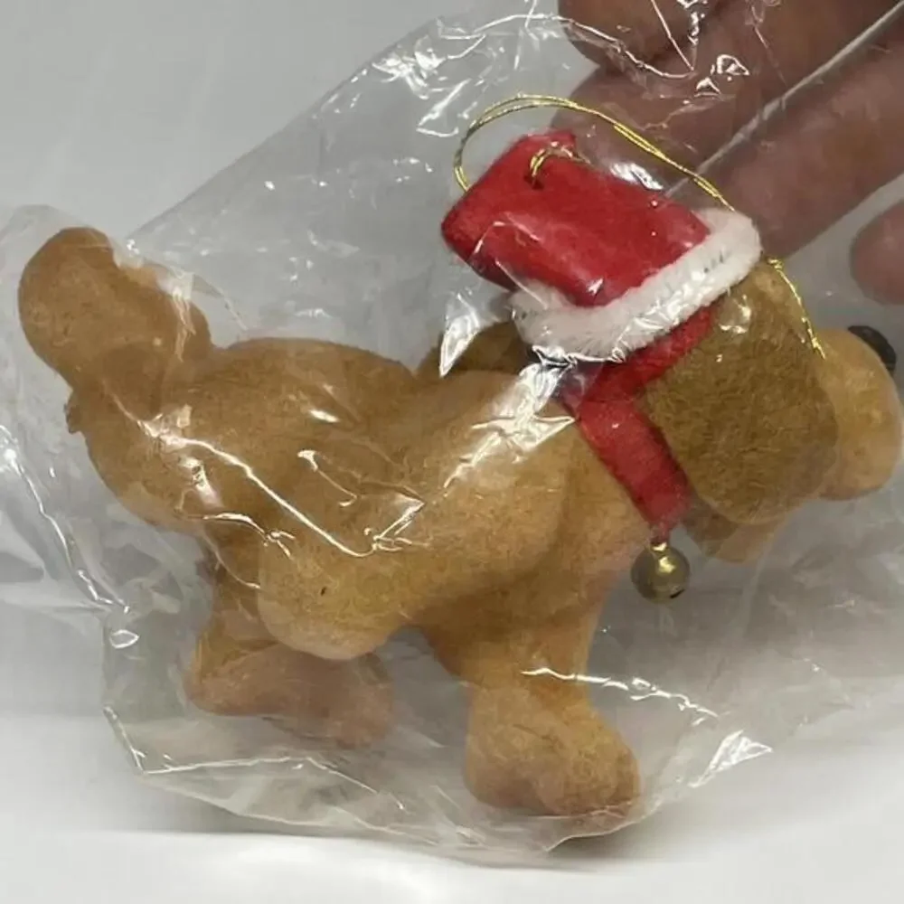 Dog Peeing Lifting Leg Vintage Flocked Christmas Ornament Sprouse‎ Reitz